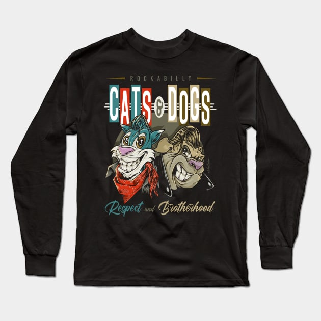 Cats and Dogs Long Sleeve T-Shirt by nanobarbero